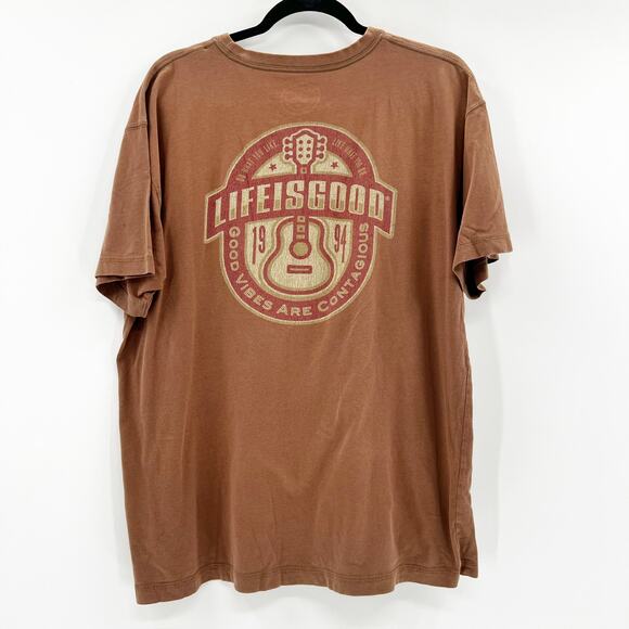 Life Is Good Other - Life is Good Mens Brown Life is Good Tee Large